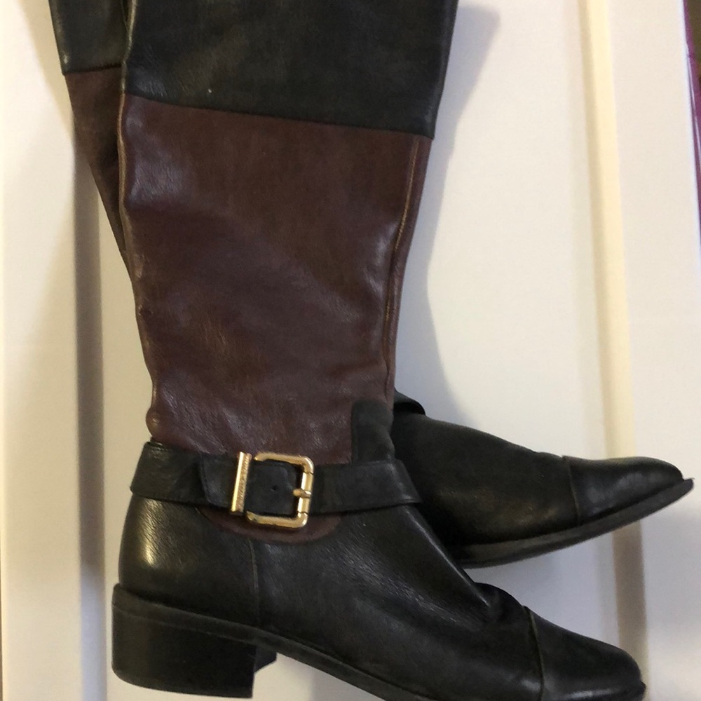 Vince Camuto black and brown boots
